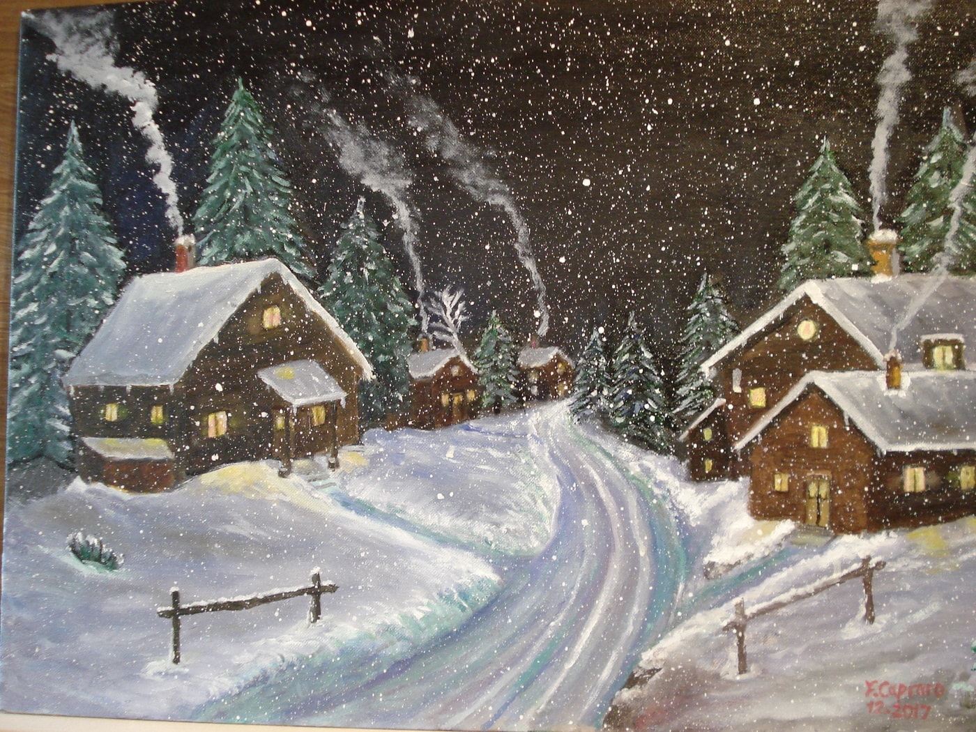 Paysage d’hiver la nuit