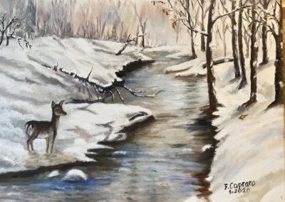 Riviere en hiver avec Biche